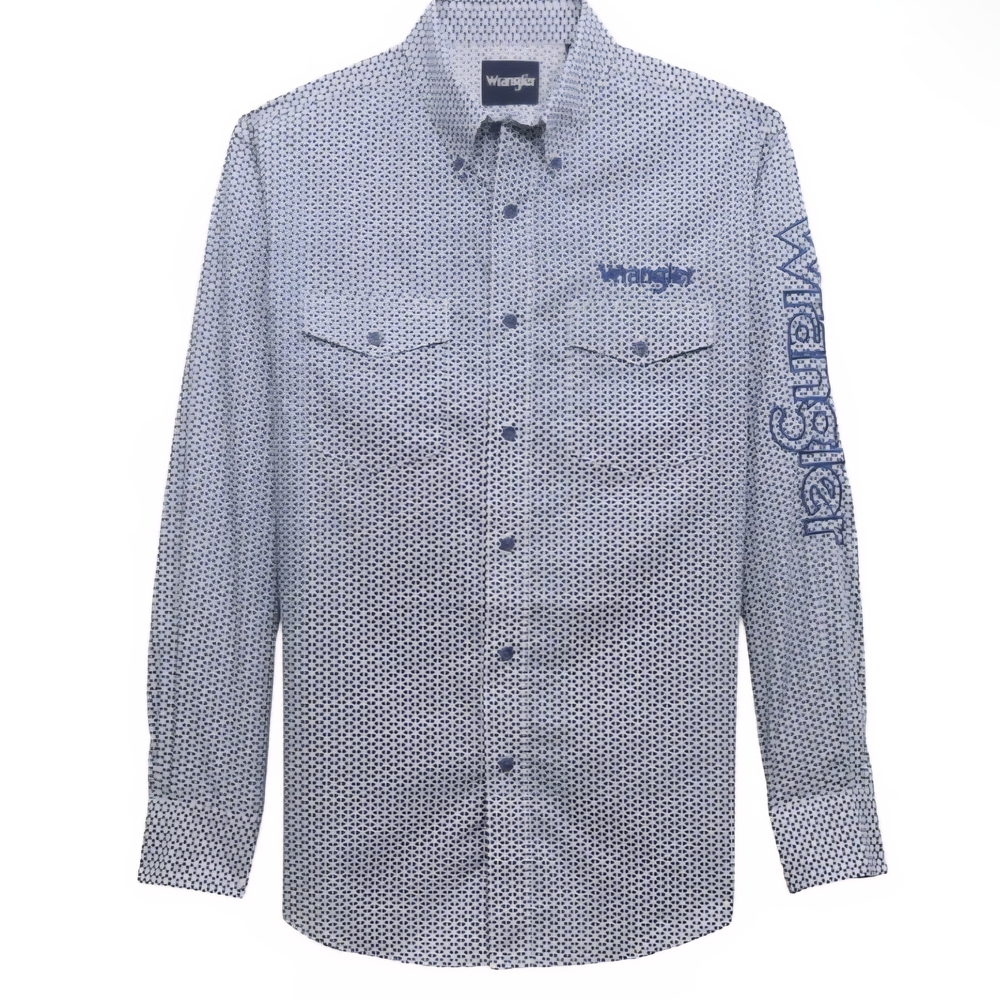 Wrangler Men's Geometric Blue Shirt